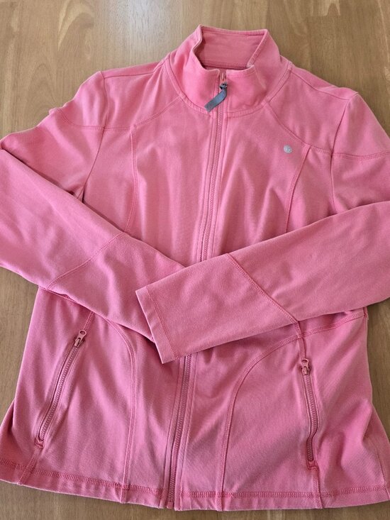 Talbots Jackets & Blazers - T by Talbots Everyday Yoga Jacket Full Zip Mock Neck Zip Pocket Coral Pink Large